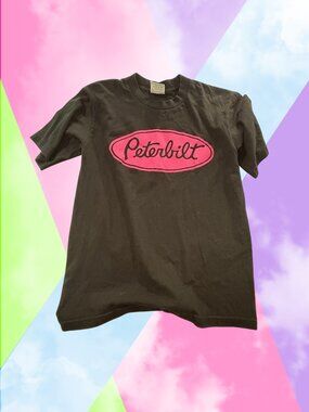 Peterbilt 2000s pink logo graphic Tshirt womens M